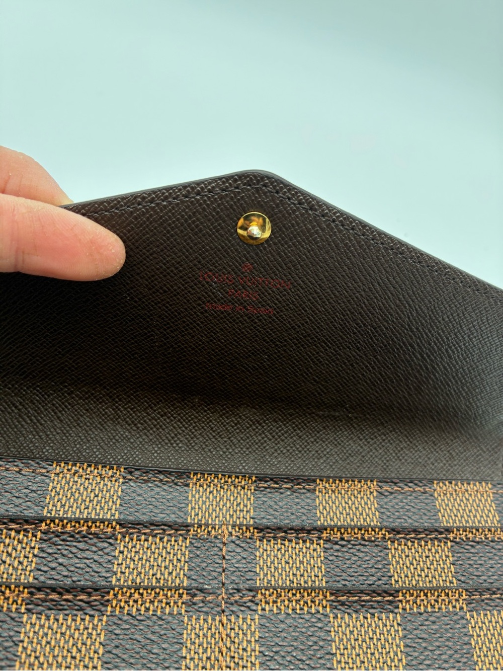 Louis vuitton damier ebene envelope Sarah wallet with COA - Picture 5 of 14